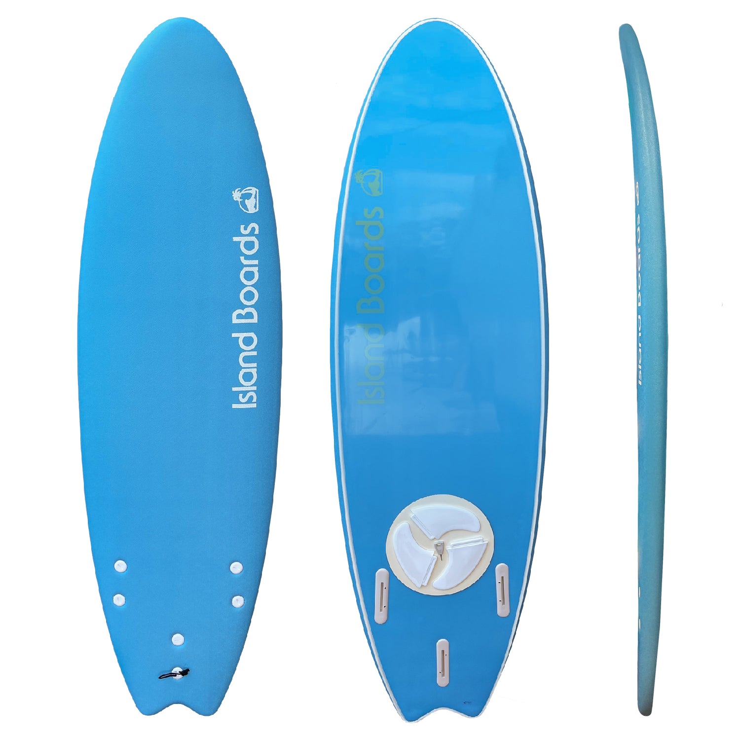 Island Water Sports Swallow Tail Softtop Surfboard Azure Blue-Azure Blue 6ft6in