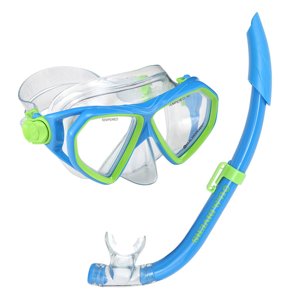 US Divers Dorado/Sea Breeze Junior Mask & Snorkel Set Yellow-Bay Blue