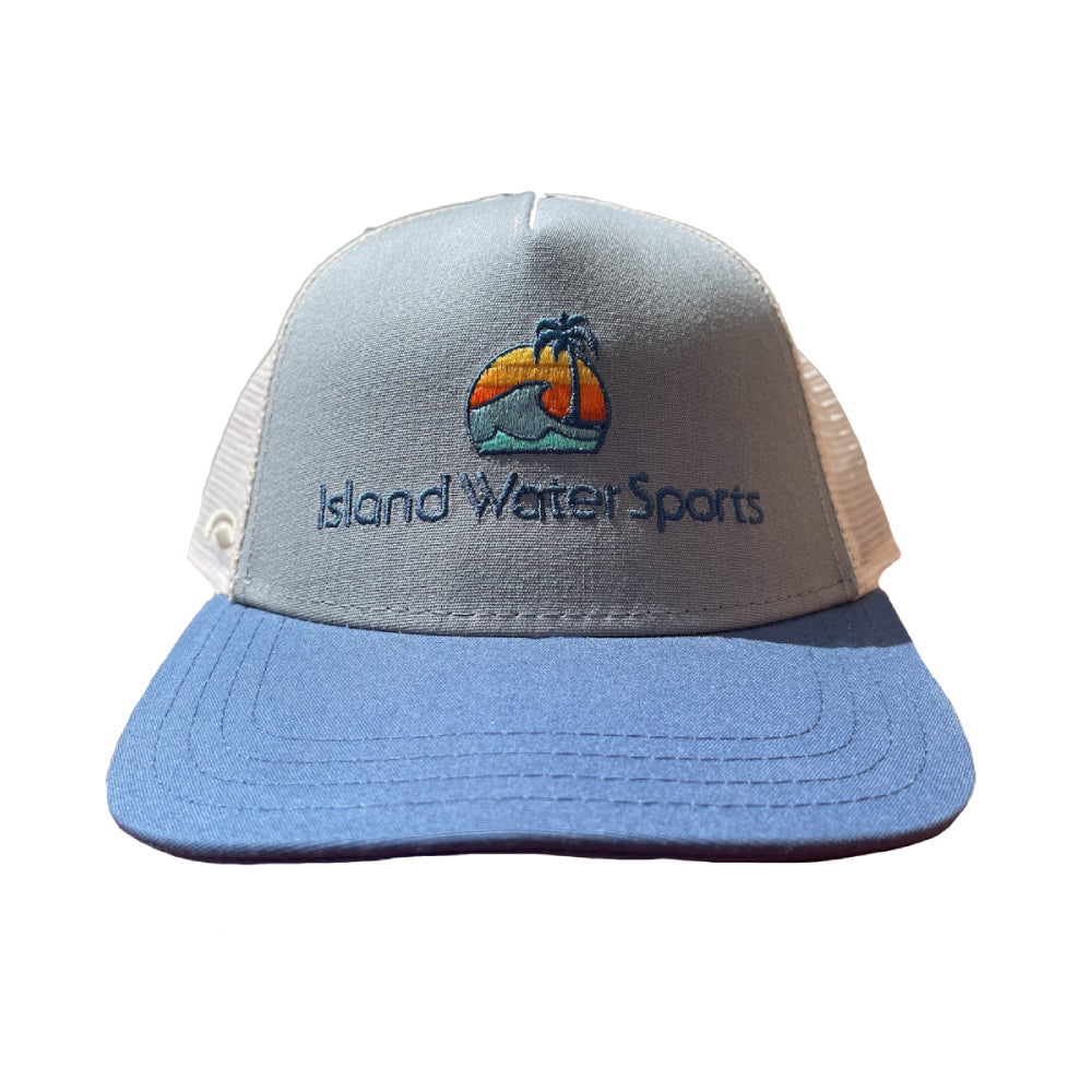 Island Water Sports Sunrise Palm Trucker Hat Quarry OS