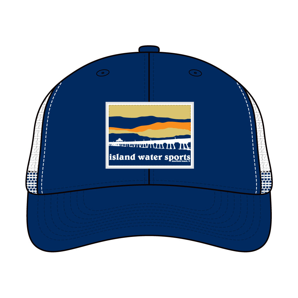 Island Water Sports Pier-6 Trucker Hat Navy/White OS