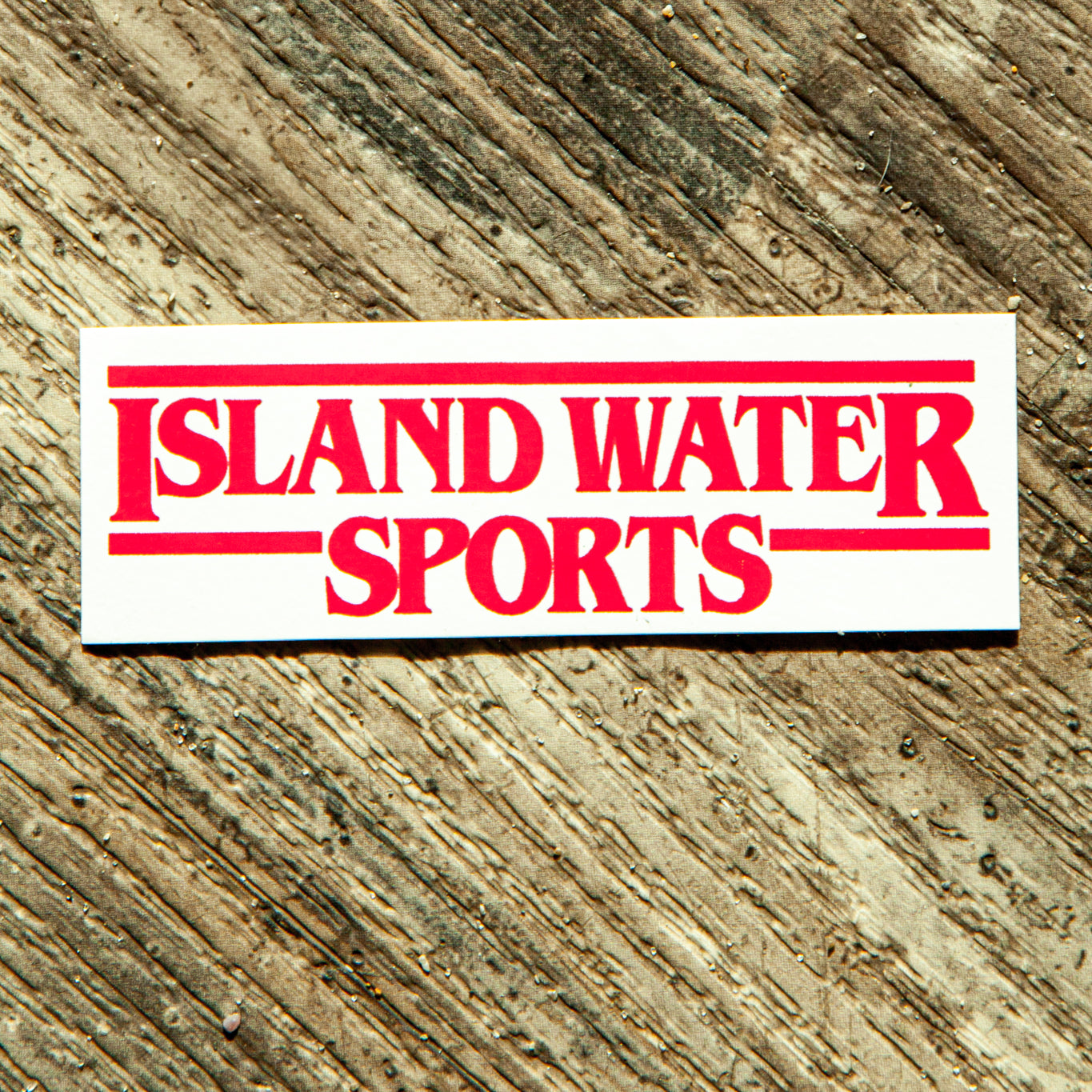 Island Water Sports Stranger Things Rectangle Vinyl Sticker Red 3" X 1"