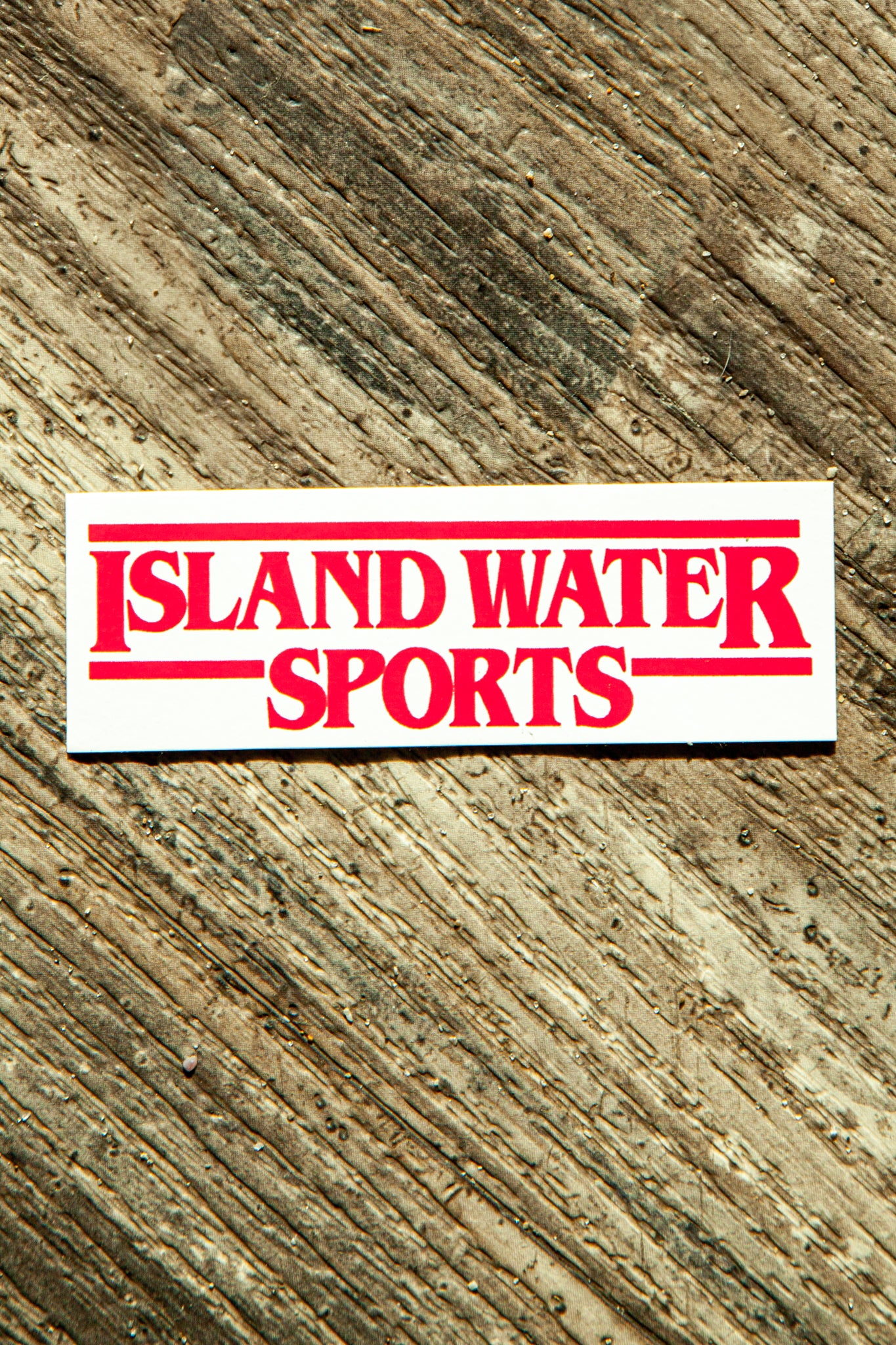 Island Water Sports Stranger Things Rectangle Vinyl Sticker Red 3" X 1"