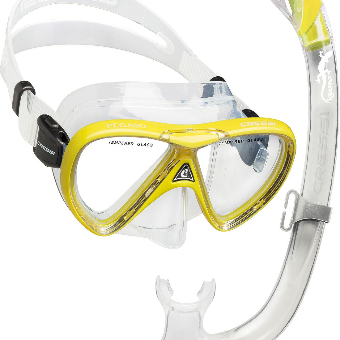 Cressi Pegaso & Iguana Snorkeling Combo Clear/Yellow-NEW