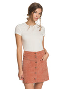 Roxy Warning Sign Buttoned Corduroy Skirt