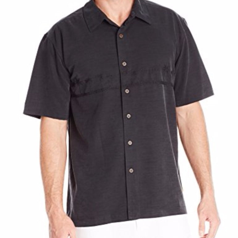 Quiksilver Tahiti Palms Mens Short Sleeve Woven Shirt Black M