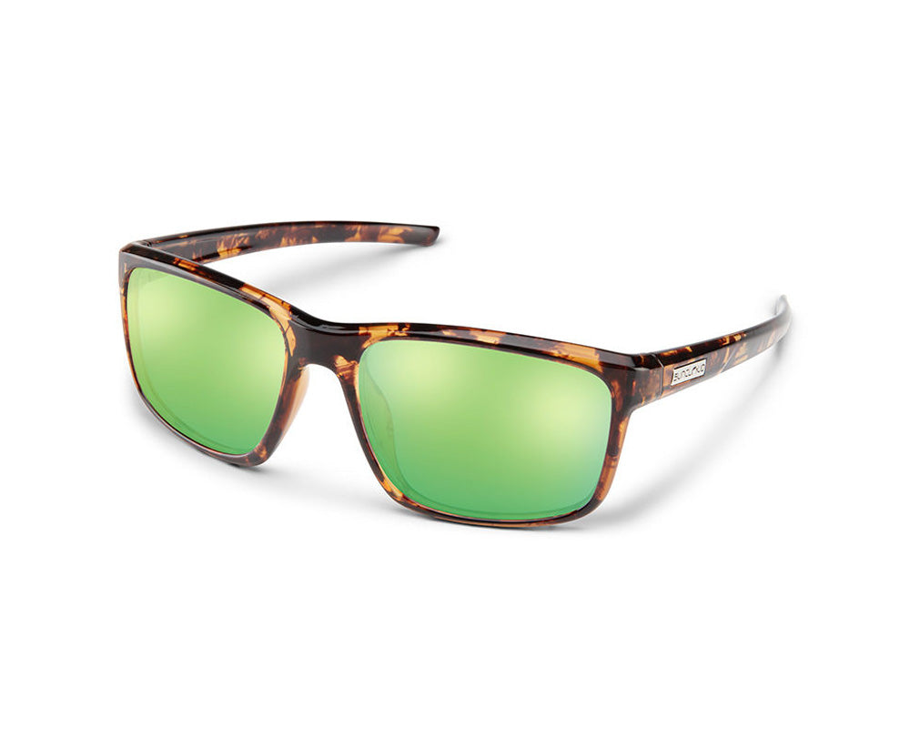 SunCloud Respek Polarized Sunglasses DarkHavana GreenMirror Square