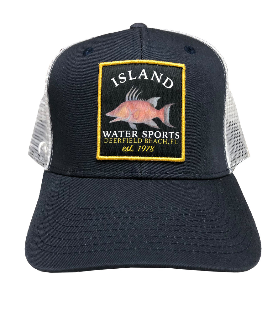Island Water Sports Hogfish Trucker Hat Navy OS