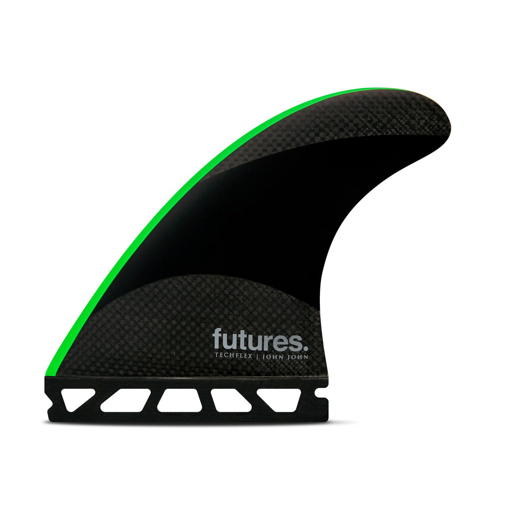 Futures Fins JJF-2 Techflex Thruster Fin Set Black-Neon Green M