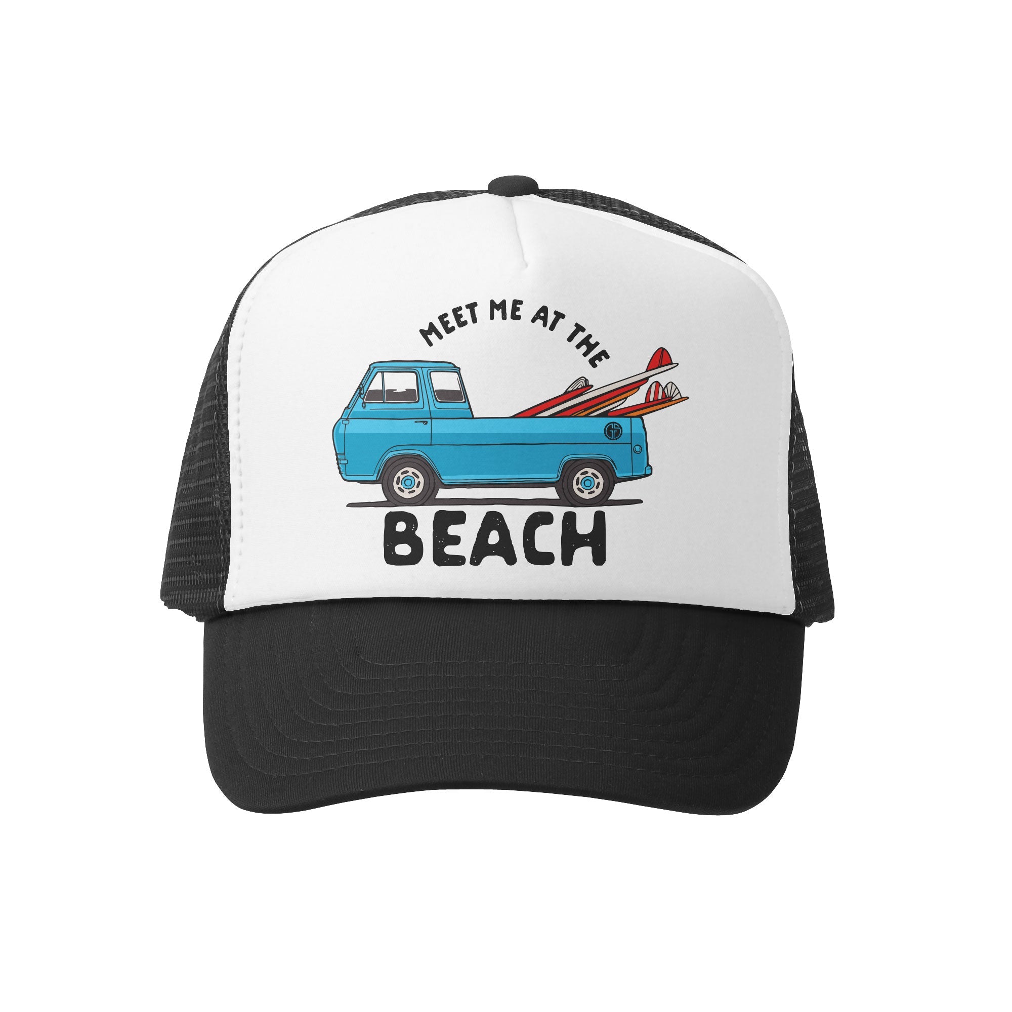 Grom Squad Meet Me At The Beach Trucker Hat Black/White Big