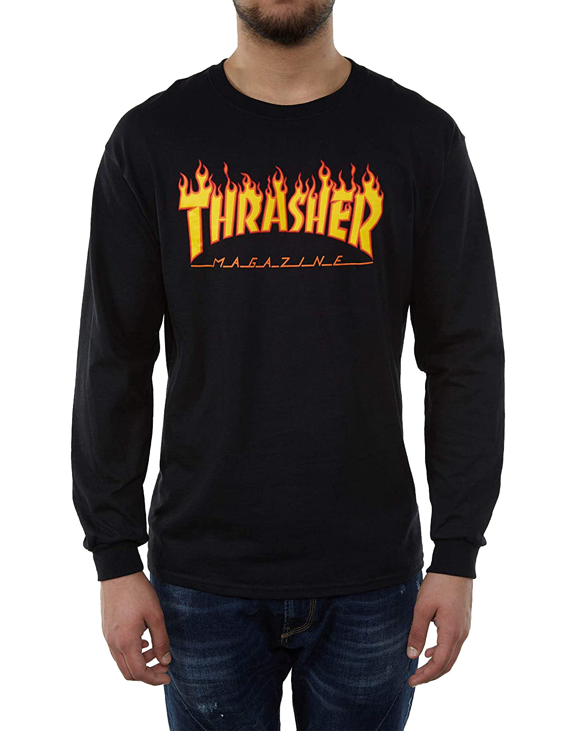 Thrasher Flame L/S Tee Black X Large