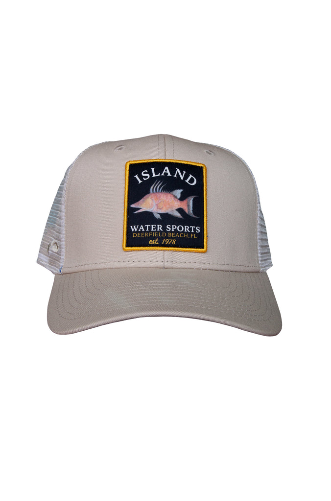 Island Water Sports Hogfish Trucker Hat Stone OS