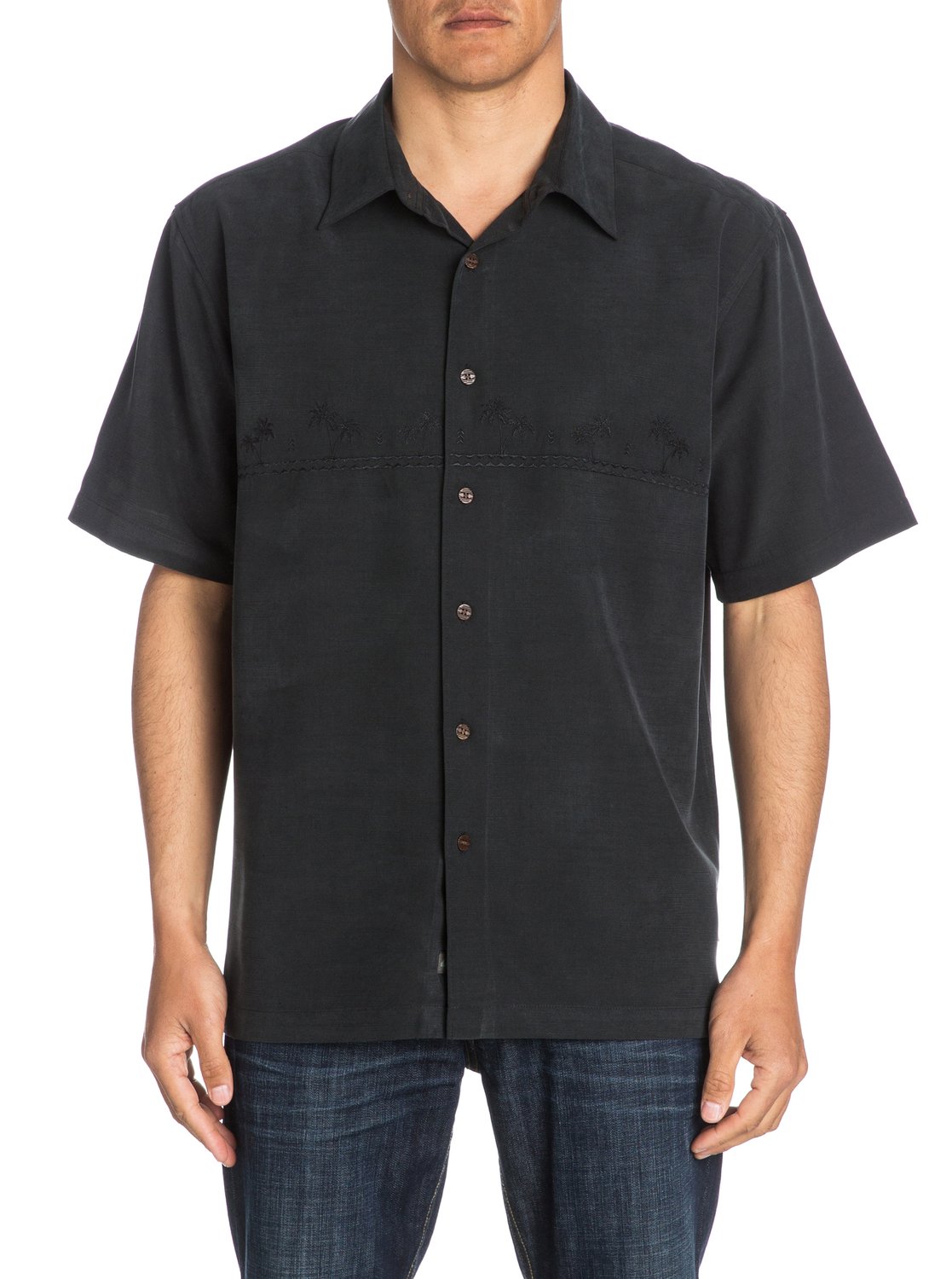 Quiksilver Tahiti Palms Mens Short Sleeve Woven Shirt Black XXL