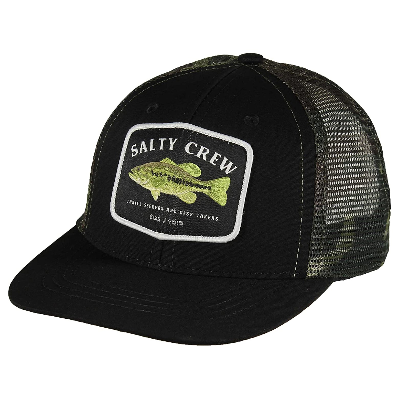 Salty Crew Bigmouth Boys Retro Trucker Hat Black Camo One Size