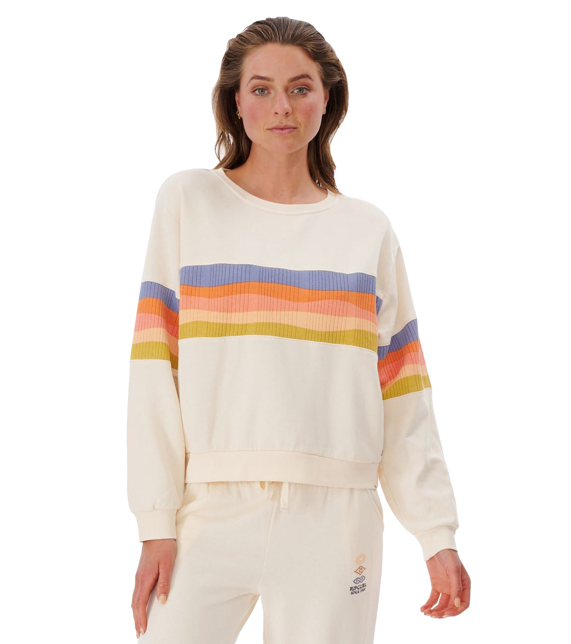 Rip Curl Melting Waves LS Crew Off White L