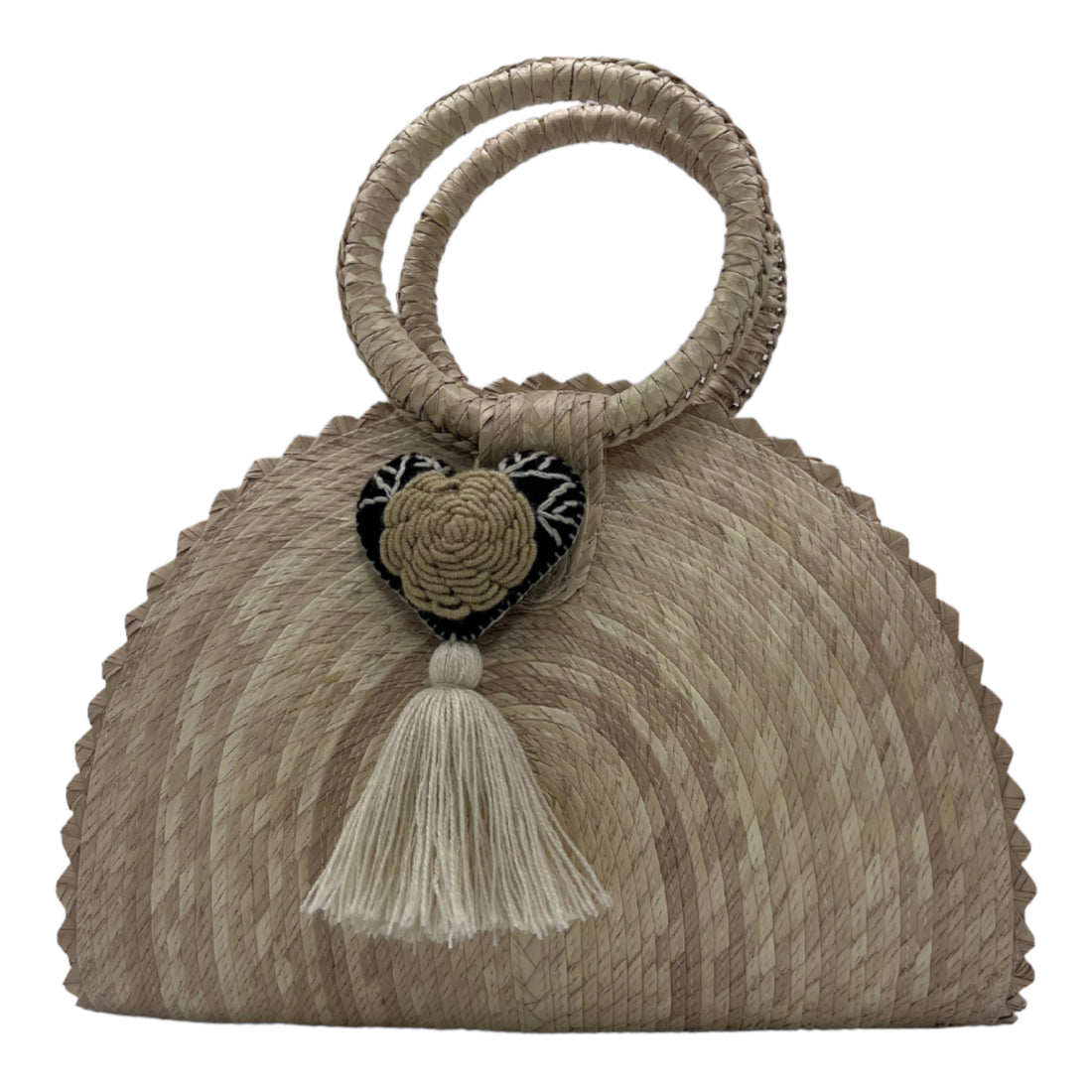 Origenes Hand Woven Crescent Purse with Pompon NAT OS