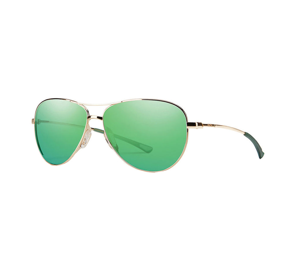 Smith Langley Polarized Sunglasses Gold Green Mirror Aviator