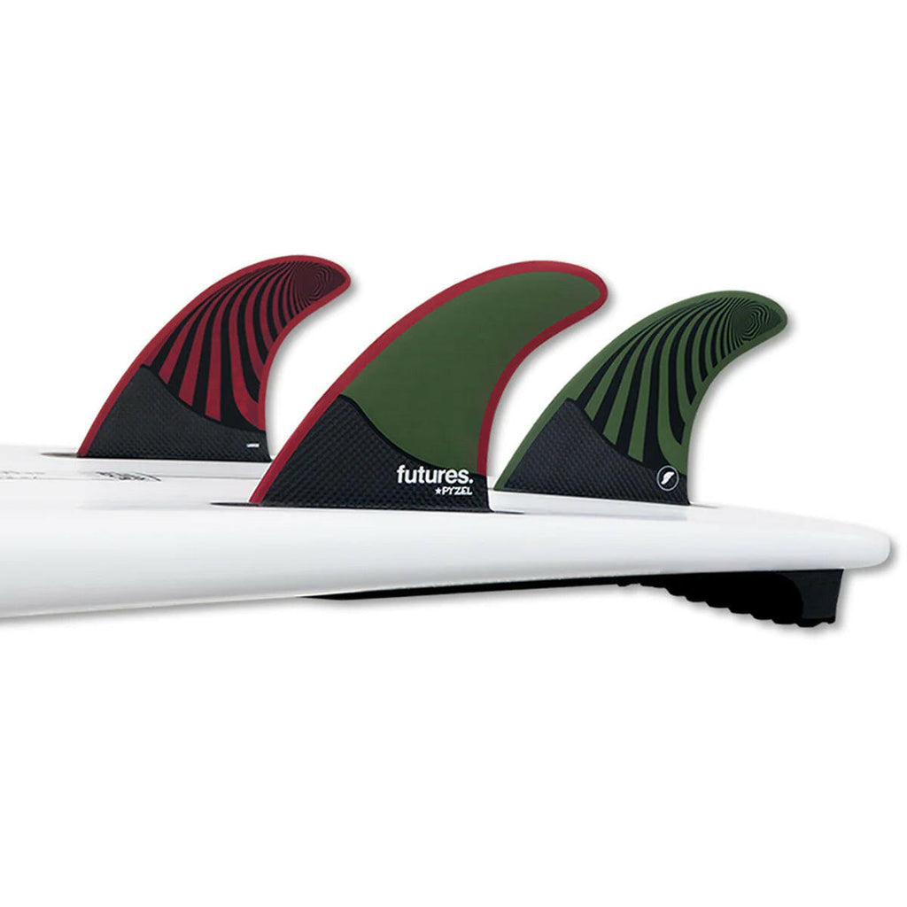 Futures Fins Pyzel Honeycomb-Carbon Thruster Fin Set Green-Red M.