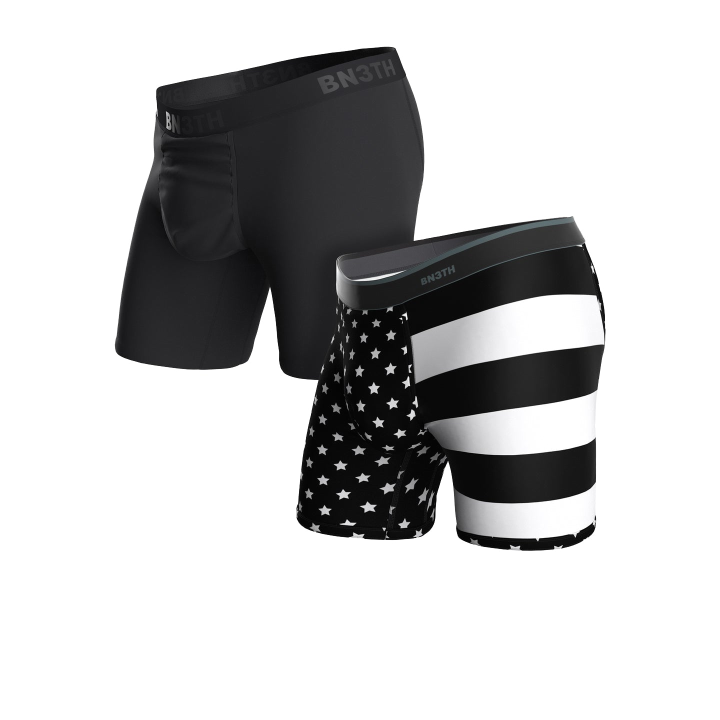BN3TH 2 Pack Classic Boxer Brief Black/Independence S