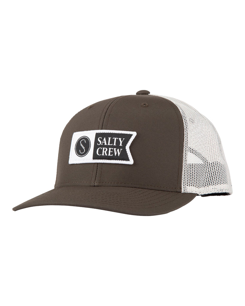 Salty Crew Pinnacle 2 Retro Trucker Hat Military/Silver One SIze