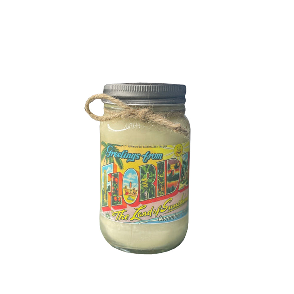 Surf's Up Mason Jar Candle Greeting From Florida - Cucumber Citrus 16oz