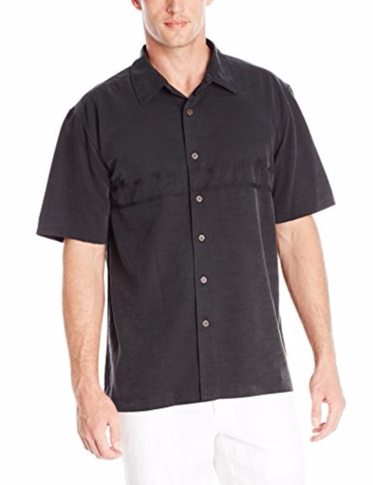 Quiksilver Tahiti Palms Mens Short Sleeve Woven Shirt Black L