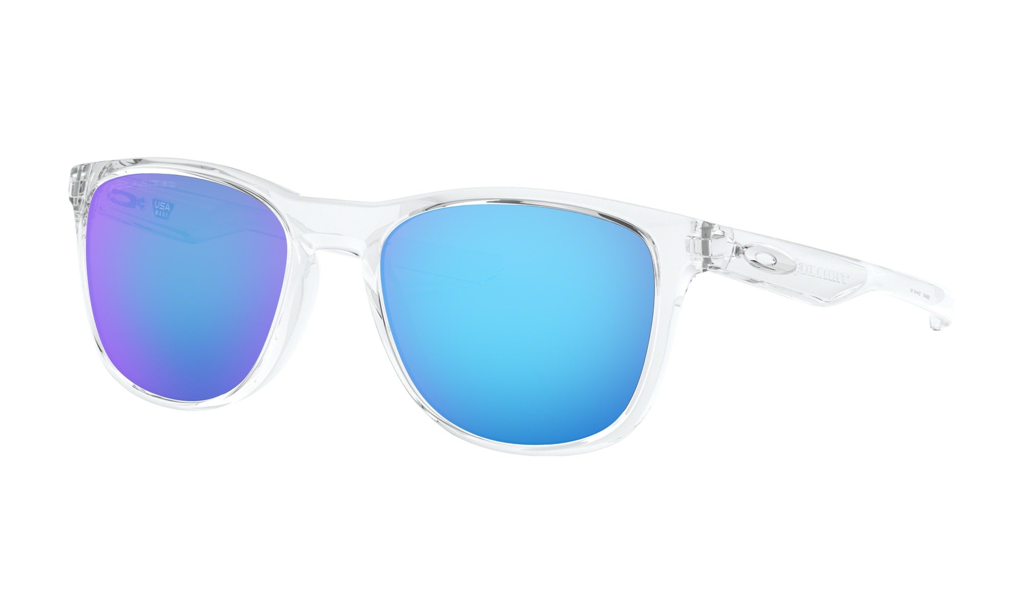 Oakley Trillbe X Polarized Sunglasses Polished Clear Sapphire Iridium Round