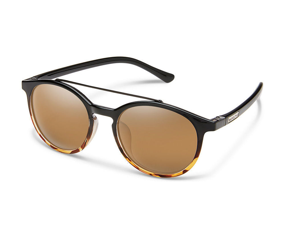 SunCloud Belmont Polarized Sunglasses BlackTortFade SiennaMirror Round