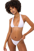Frankies Bikinis Harmony Checkered Jacquard Bikini Bottom PRPC-PurpleCheck M