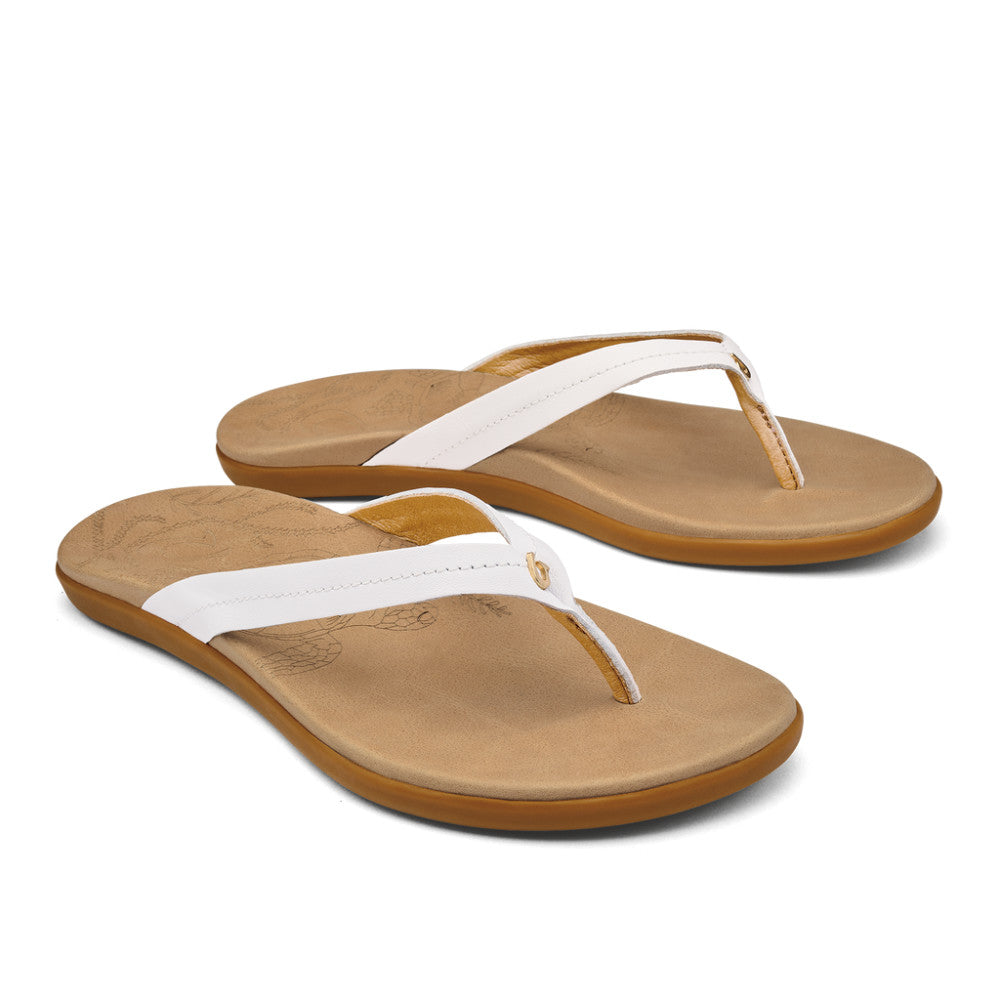 Olukai Honu Womens Sandal WBGS-Bright White-Golden Sand 10