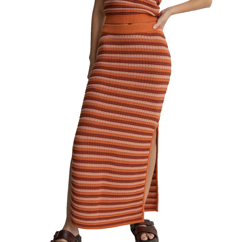 Rhythm Spirit Knit Stripe Midi Skirt COR XS