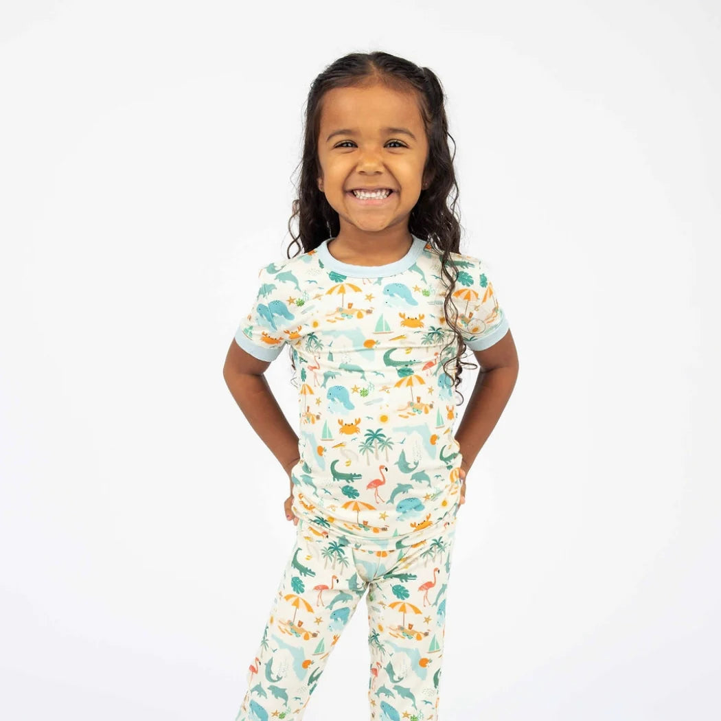 Emerson Explore Bamboo SS Pajama Set  Beige/Multi 3T