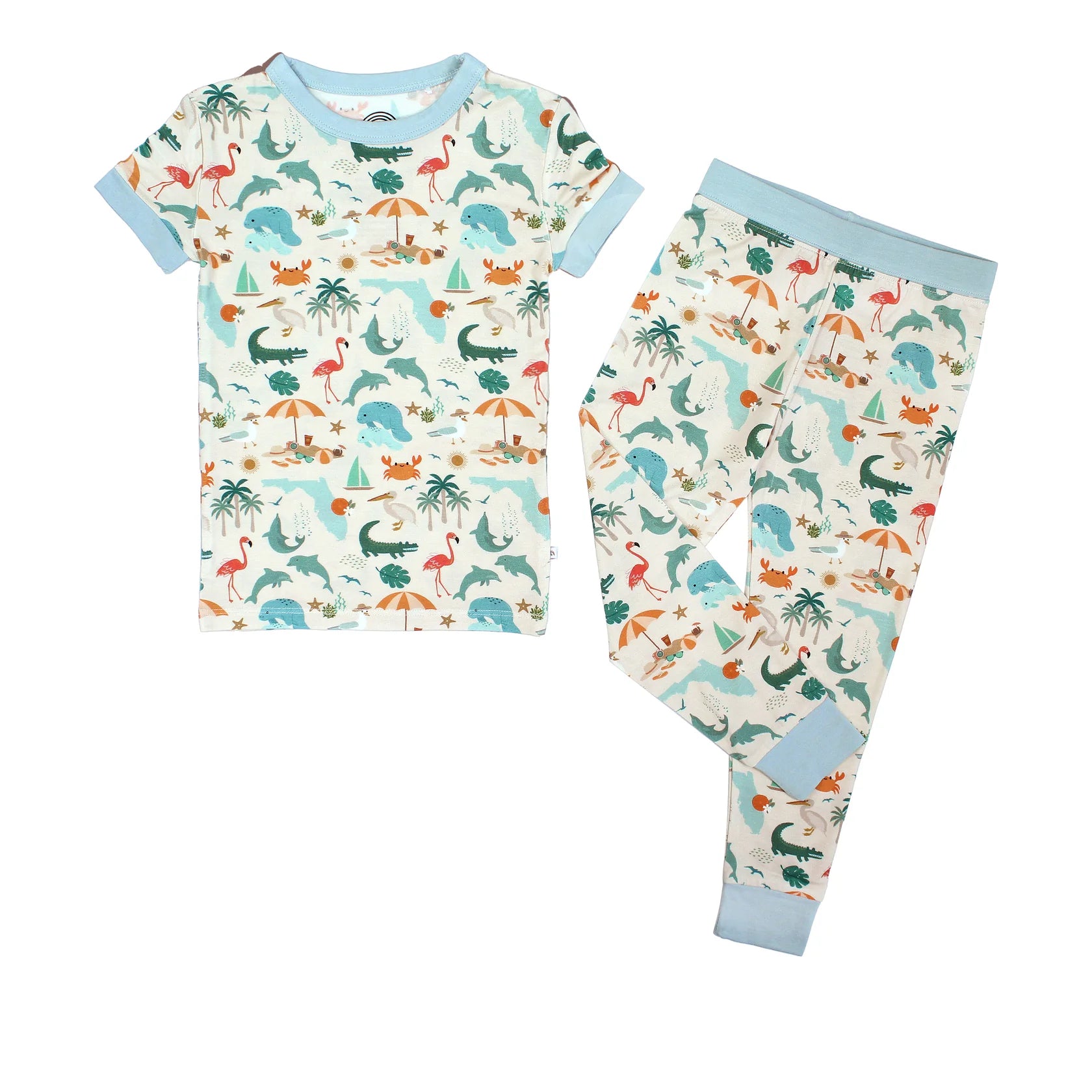 Emerson Explore Bamboo SS Pajama Set  Beige/Multi 3T