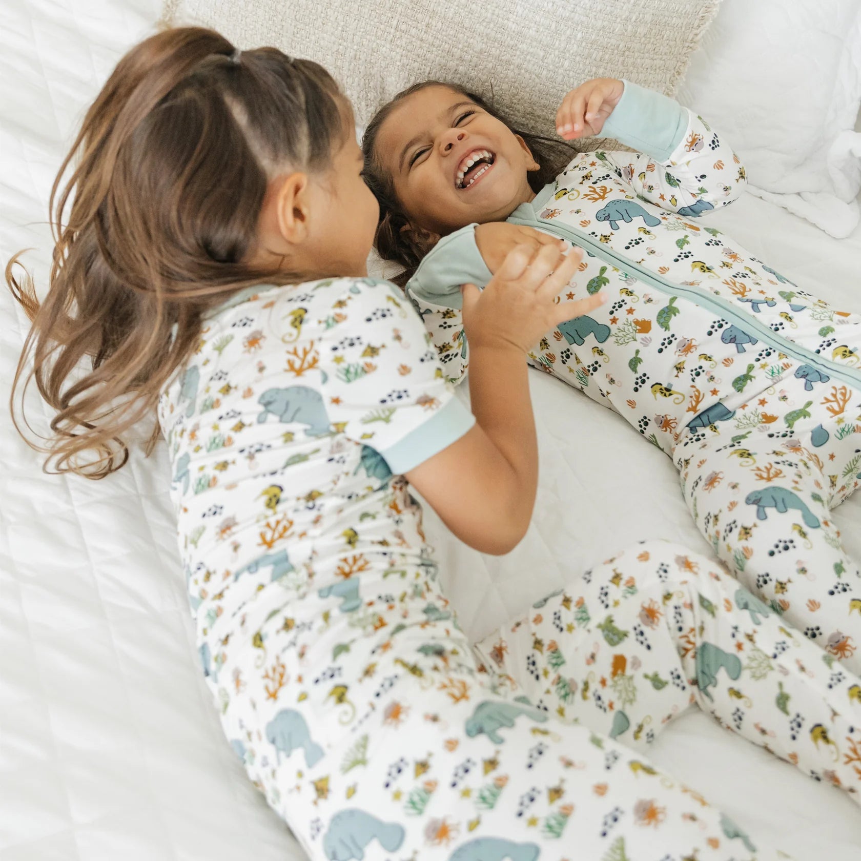 Emerson Manatee SS Pajama Set  White/Multi 6/7T