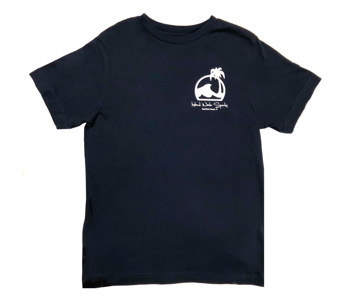 Island Water Sports Script S/S Youth Tee Navy/White L