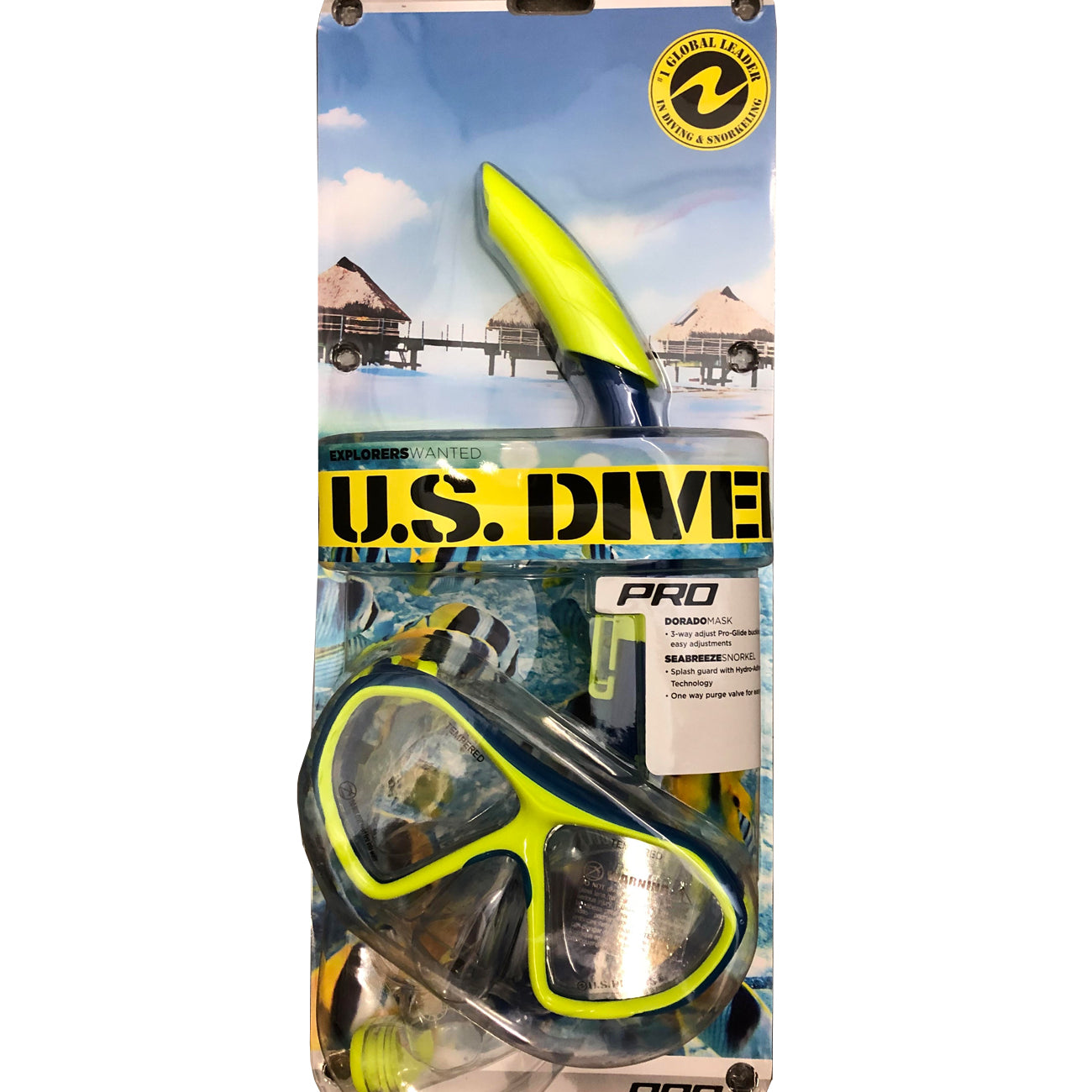 US Divers Dorado/Sea Breeze Junior Mask & Snorkel Set Yellow-Blue