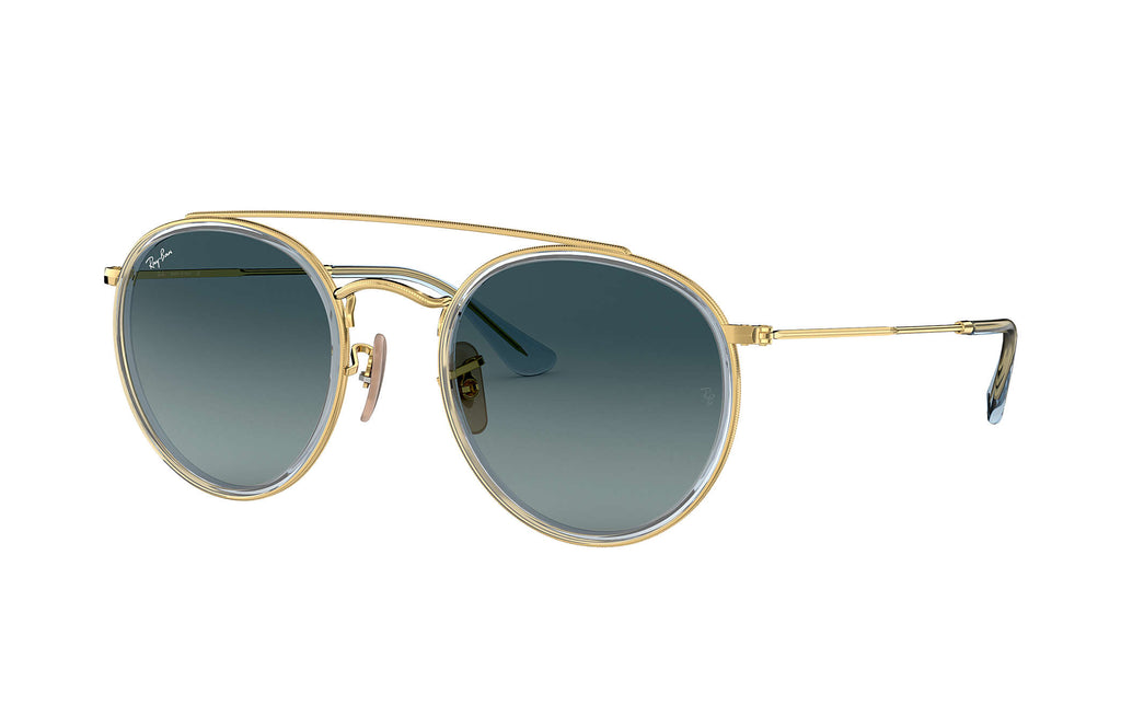 Ray Ban Round Double Bridge Sunglasses Gold BlueGradient Round
