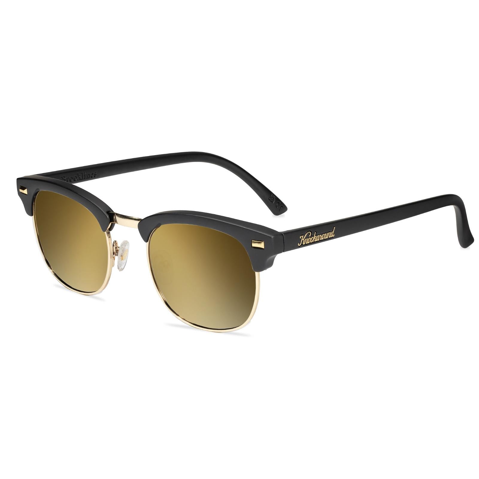 Knockaround Brooklines Polarized Sunglasses GlossyBlackandGold