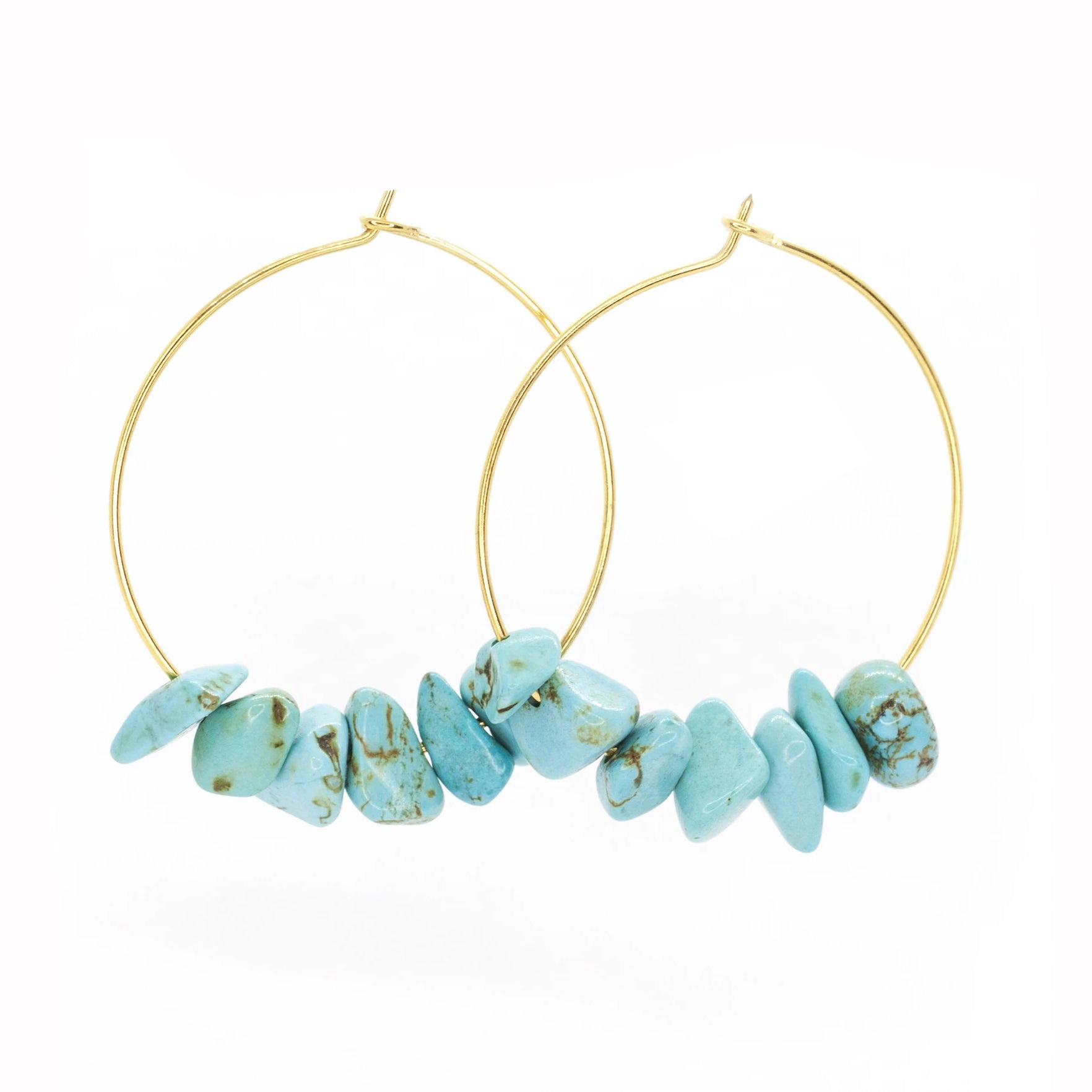 Salty Cali Rock Candy Hoops Turquoise GoldPlating
