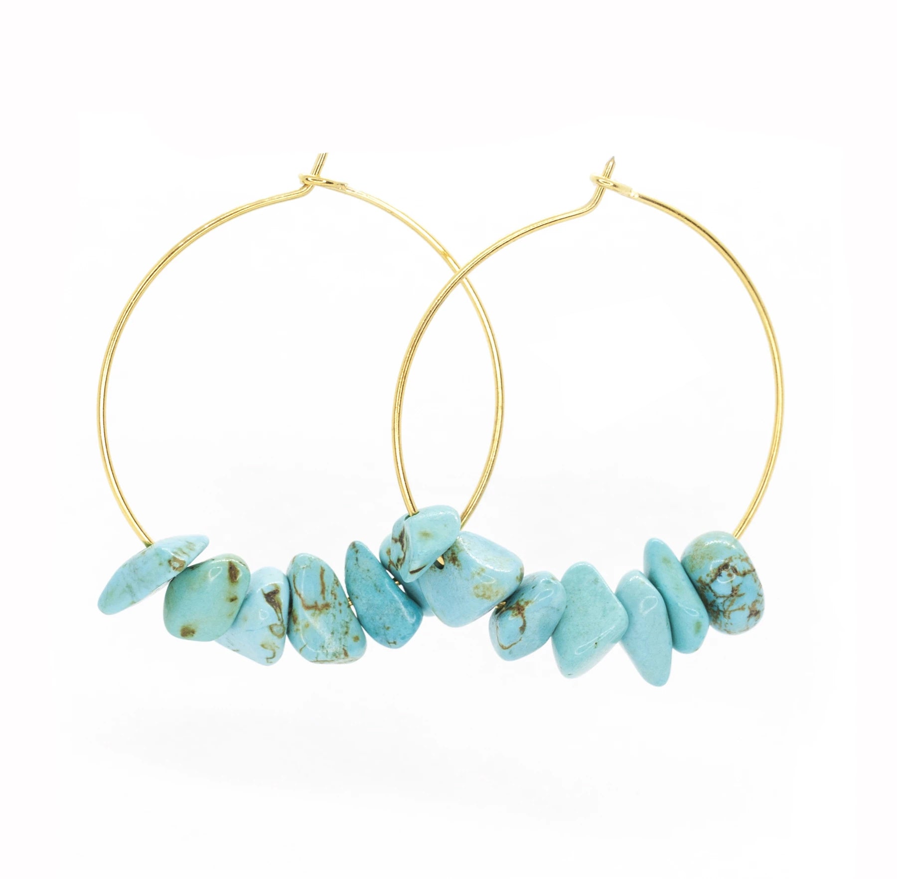 Salty Cali Rock Candy Hoops Turquoise GoldPlating