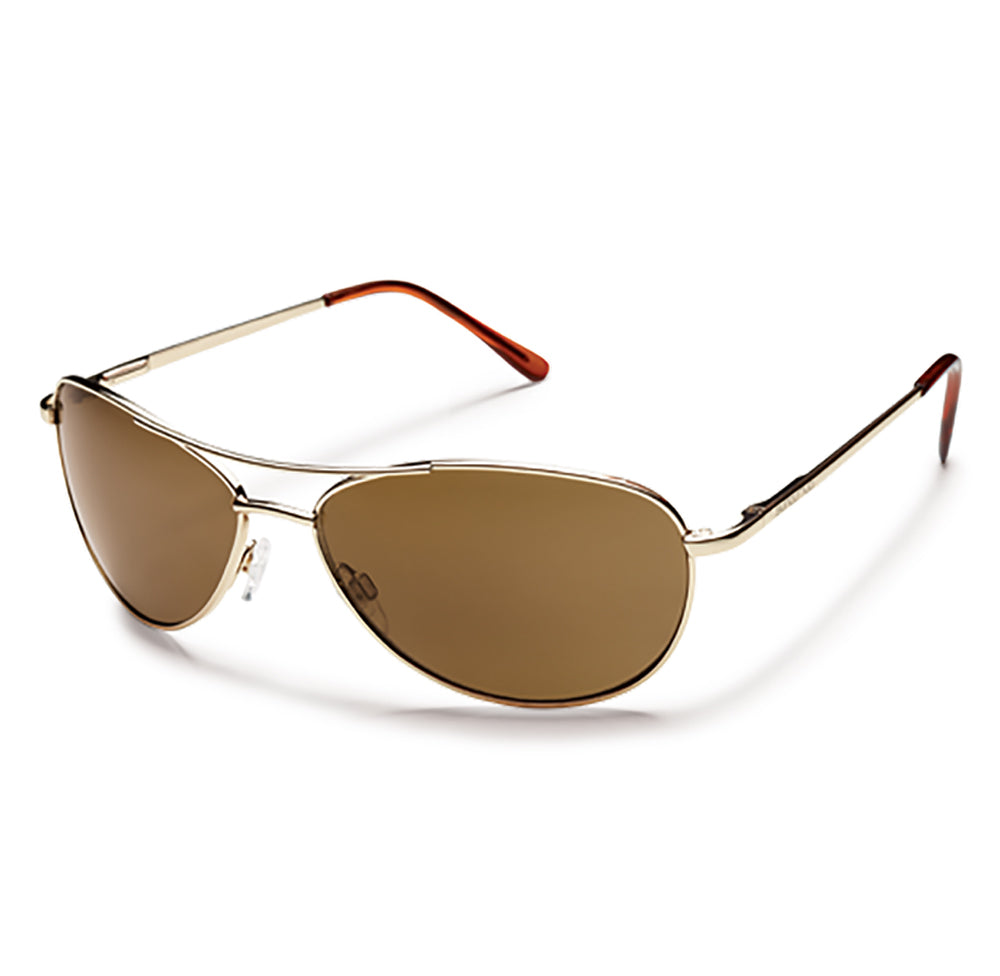 SunCloud Patrol Polarized Sunglasses Gold Brown Aviator