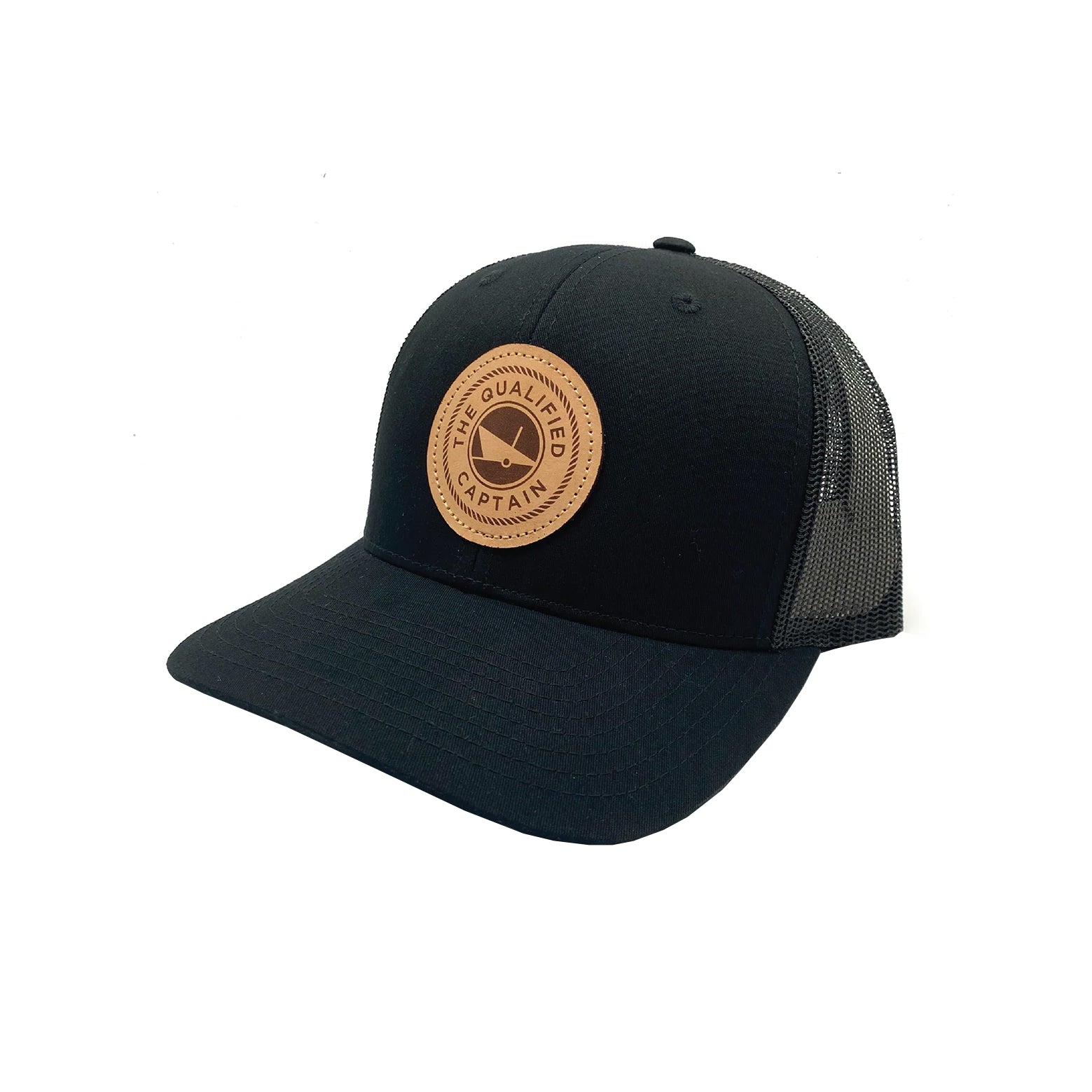 The Qualified Captain TQC Leather Patch Trucker Hat Black/Black OS