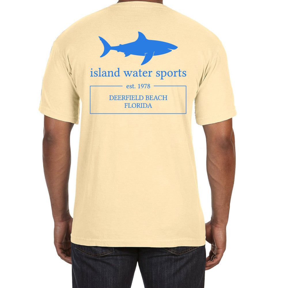 Island Water Sports Vintage Shark Pocket S/S Tee Banana/Blue XL