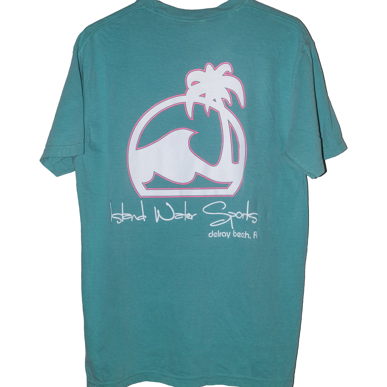 Island Water Sports Script Logo Delray S/S Tee Seafoam-Pink-White S