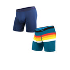 BN3TH 2 Pack Classic Boxer Brief Navy/RetroStripeTeal XS