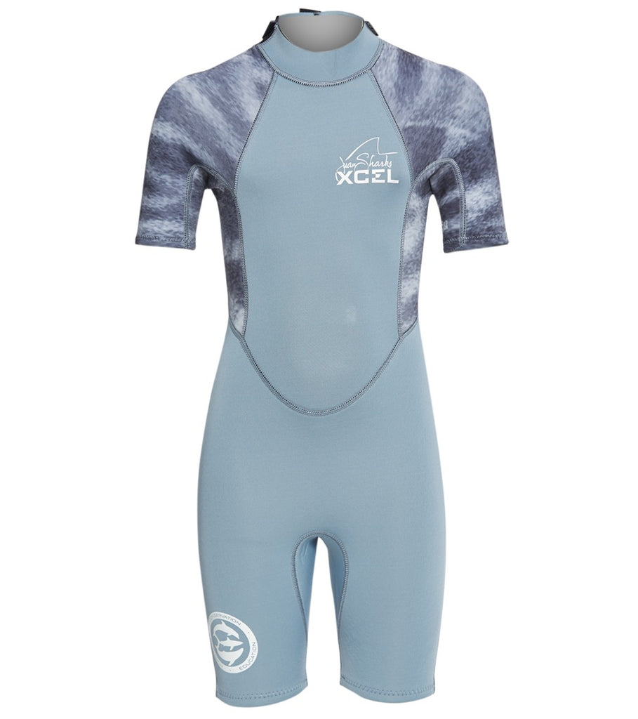 Xcel Water Inspired Axis 2mm S/S Boys Springsuit TGS-Alloy Grey-Tiger Shark 12