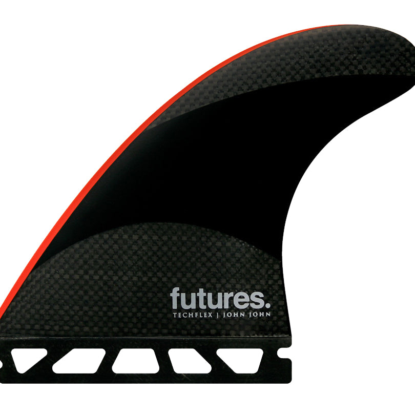 Futures Fins JJF-2 Techflex Thruster Fin Set Black-Neon Red L