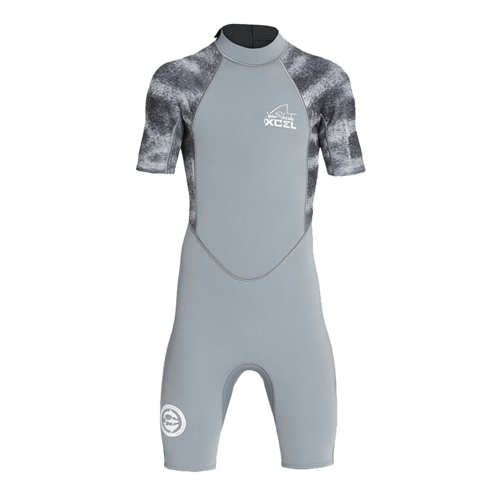 Xcel Water Inspired Axis 2mm S/S Boys Springsuit TGS-Alloy Grey-Tiger Shark 8
