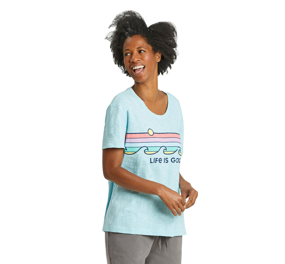 Life is Good Retro Wave Stripe  BCHBLU L