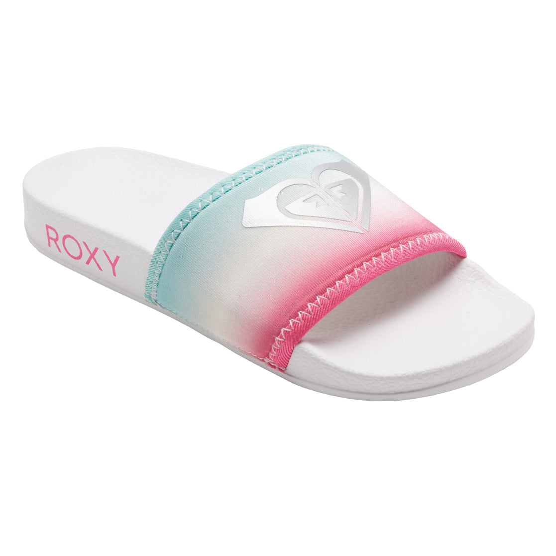 Roxy Slippy Neo Girls Sandal WCQ-White-Crazy Pink-Turquoise 11 C