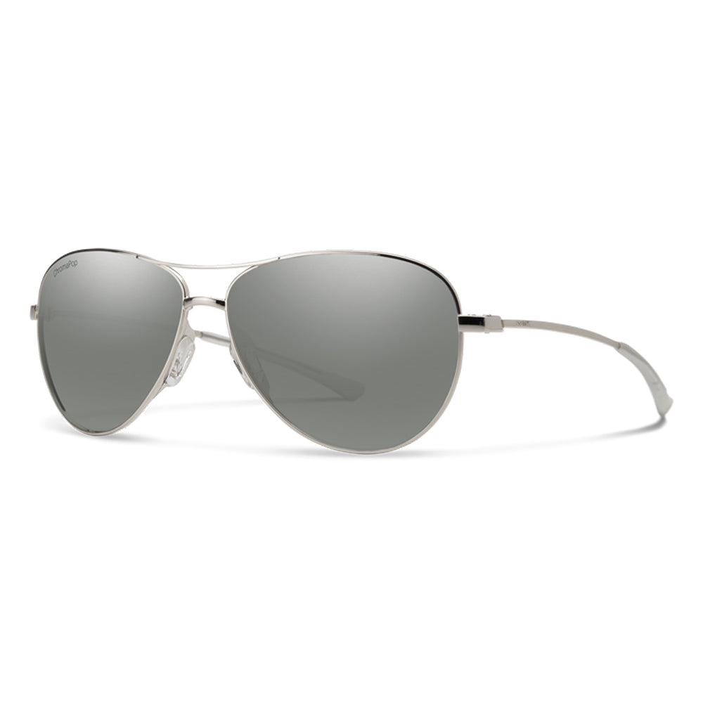 Smith Langley Polarized Sunglasses Silver Platinum Aviator